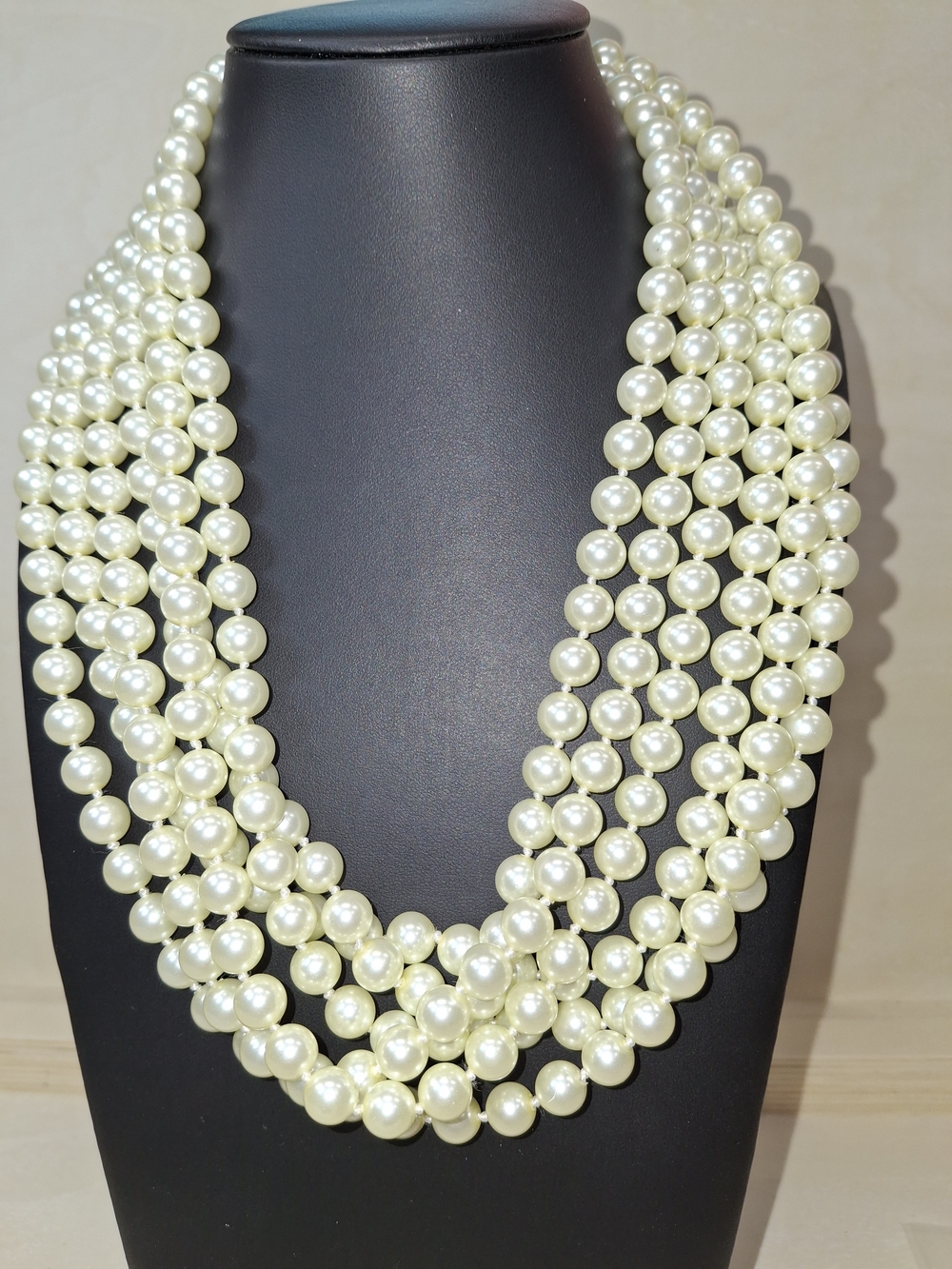 Classic Long Faux Pearl Necklace in Ivory